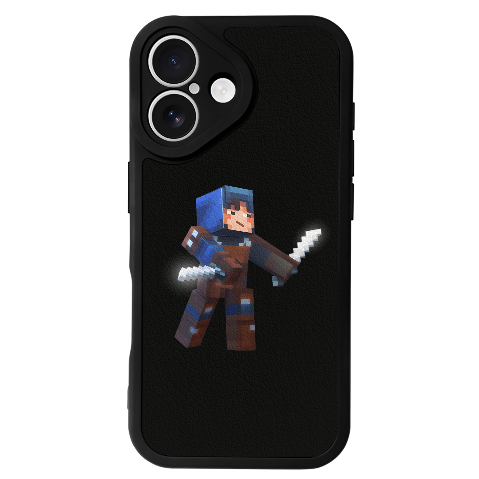 （画像用） マインクラフト ブロックの世界 Minecraft MC Block world 【iPhone 16シリーズ対応】シリコンスマホケース（レザー調） 材質：シリコン